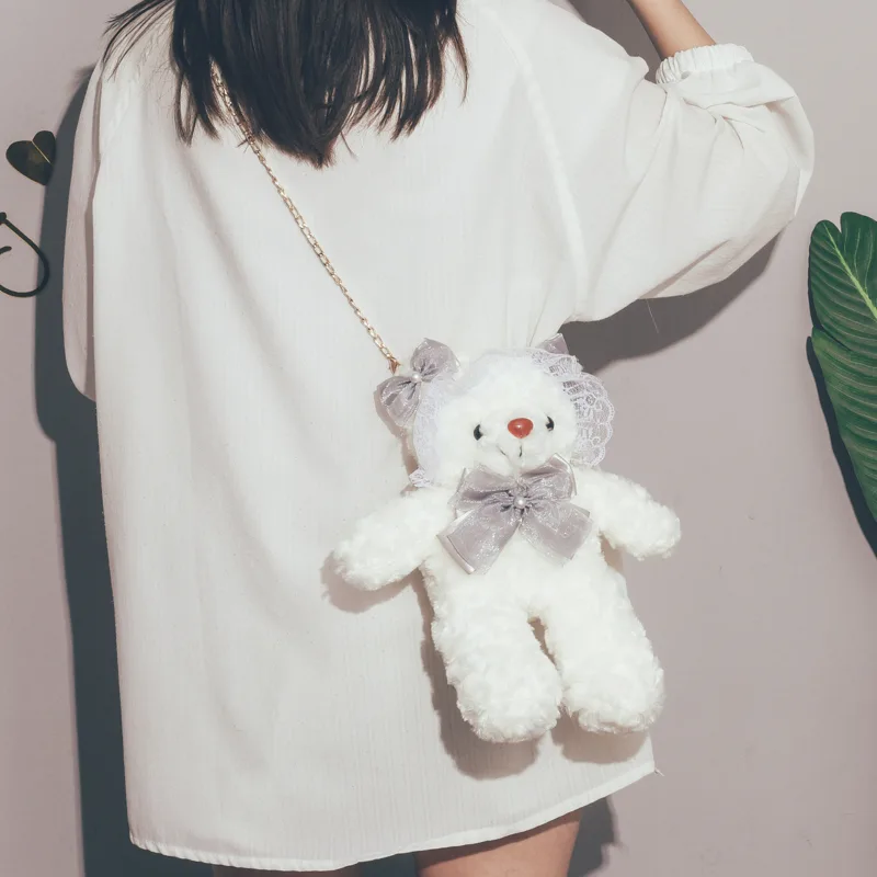 Cartoon Cute Bear Bag Girl White - Shop at LoveMi