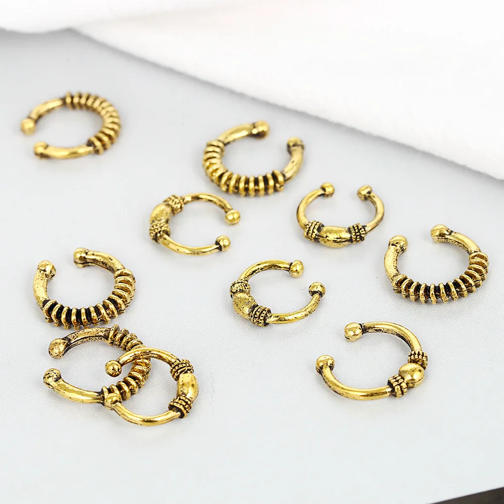 Metal Ring Braided Hair Ring Hip Hop Braid Buckle Hair Accessories - Gold Circle Ten
