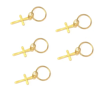 Metal Ring Braided Hair Ring Hip Hop Braid Buckle Hair Accessories Golden Cross Five - Shop at LoveMi