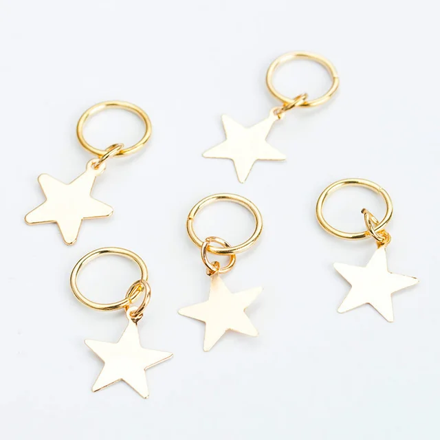 Metal Ring Braided Hair Ring Hip Hop Braid Buckle Hair Accessories Golden Stars Five - Shop at LoveMi