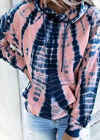 Tie-dye Printed Hooded Sweatshirt Long-sleeved Plus Size Top Women - Pink