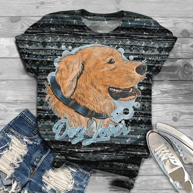 3D Printed T shirt Female Dog Cute Pet 2Color - Shop at LoveMi