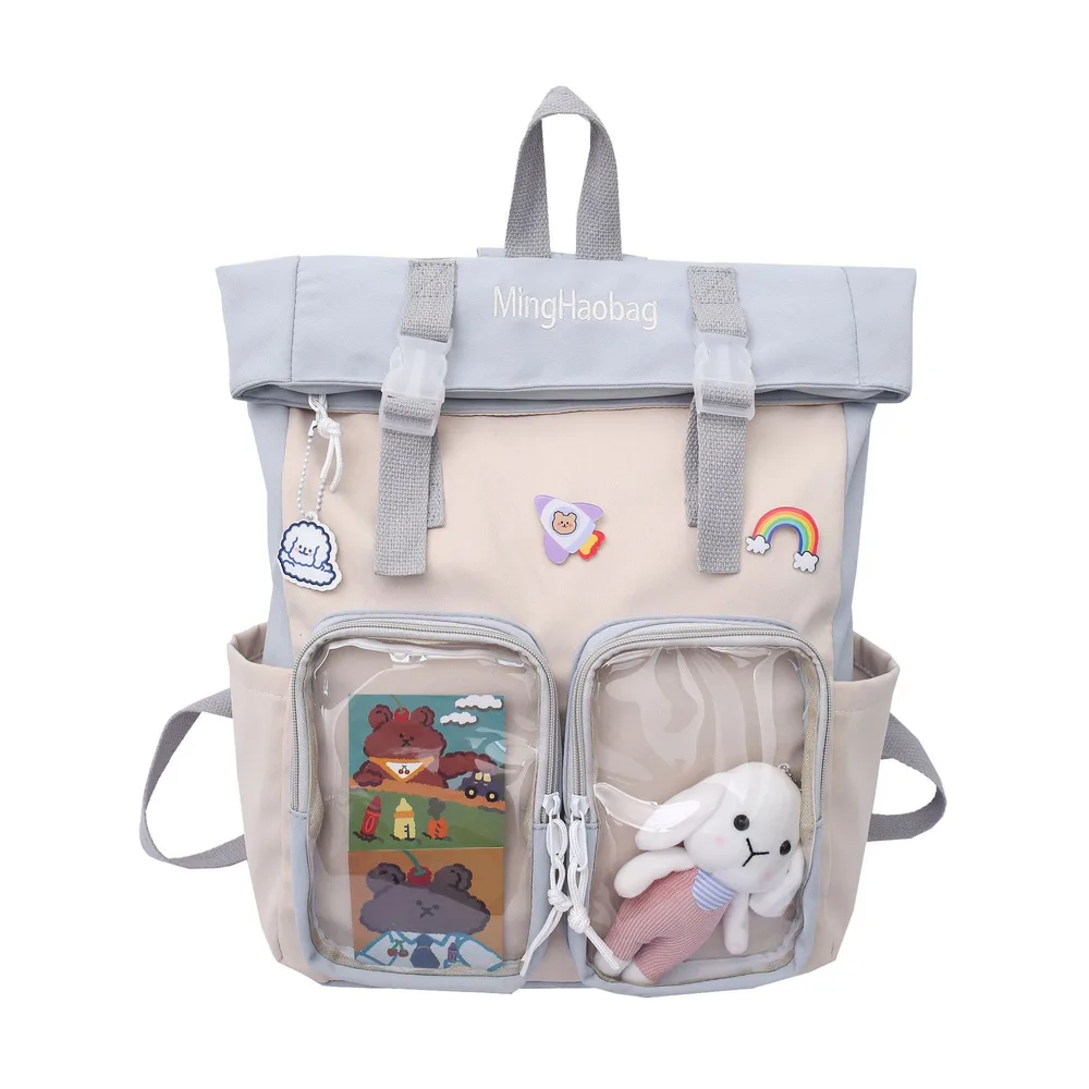 Backpack Korean Mori Harajuku Large capacity Student Schoolbag Blue - Shop at LoveMi