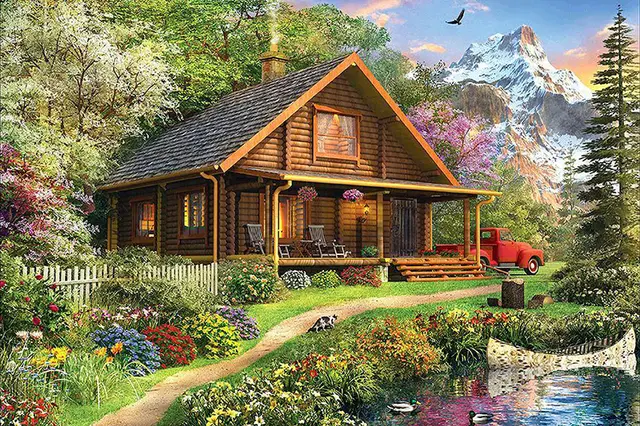 Full Diamond Embroidery,5d Diy Diamond Painting,Cross Stitch,Beautiful House Round - Shop at LoveMi