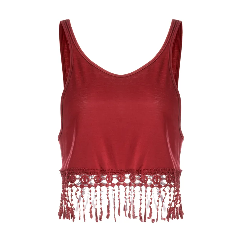 Camisole Camisole Multicolour Fringed Bottoming Shirt - Red