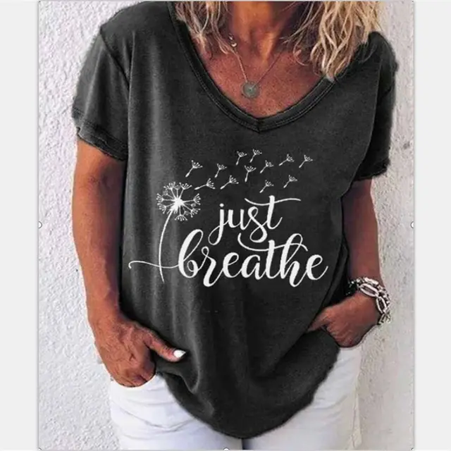 Fashion Dandelion Print Ladies Short Sleeve Black - Shop at LoveMi