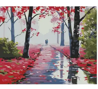 Fallen Flower Path - DIY Painting By Numbers Kit - Pink