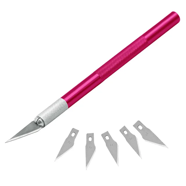 Aluminum Pole Engraving Knife Paper Card 5 Are Arranged, Sticking Pen Knife, Hook Knife, Quality Engraving Knife Red - Shop at LoveMi