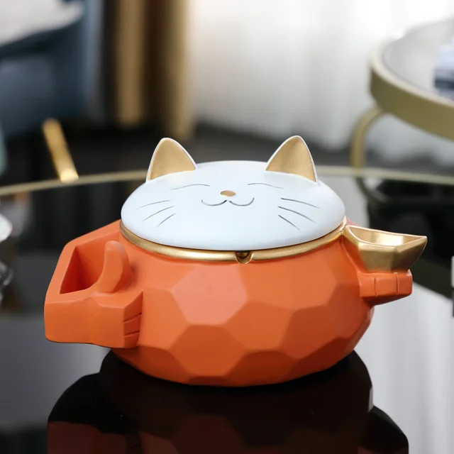 Creative Personality Trend Cute Ashtray With Lid Orange - Shop at LoveMi