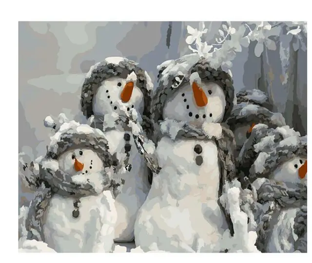 Family Of Snowmen DIY Painting By Numbers Kit White - Shop at LoveMi