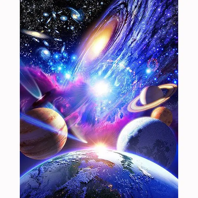 Diamond Embroidery Hobby Shinny Universe & Planet 5D Diamond Painting Cross Stitch Diamond Mosaic Bedroom Decor KBL Coler - Shop at LoveMi