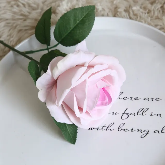 Artificial Rose Branch Flower Flannel Fabric Artificial Flower Crafts Decoration Pink - Shop at LoveMi