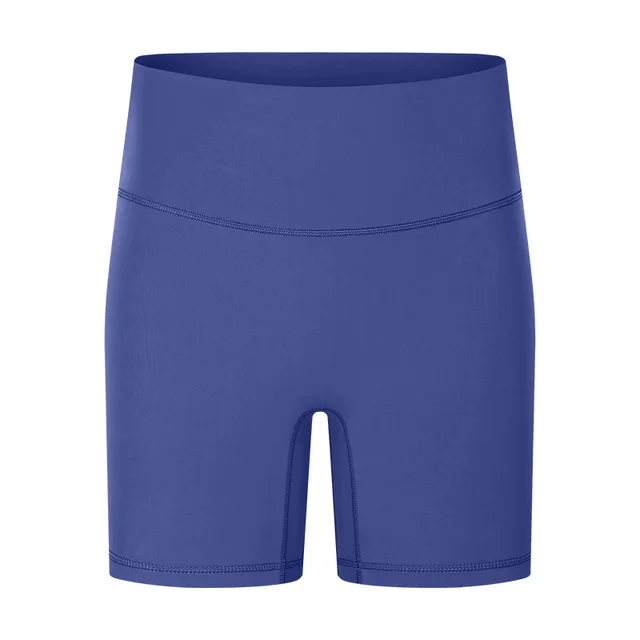 The New Yoga Shorts No Embarrassing Line Skin friendly Nude Feeling Tight Elastic Sports Fitness Three quarter Pants Deep Blue - Shop at LoveMi