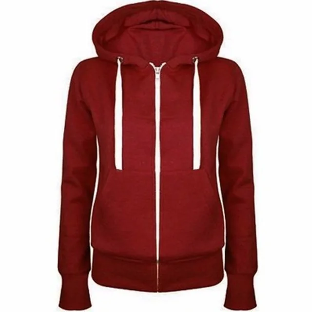 Women's Plush Cotton Hooded Sweater Coat Wine Red - Shop at LoveMi