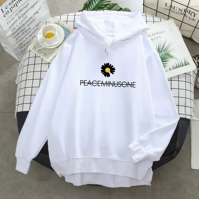 New Autumn And Winter Thin Daisy Hooded Sweater Women White - Shop at LoveMi