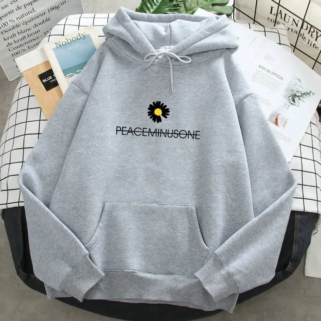 New Autumn And Winter Thin Daisy Hooded Sweater Women Grey - Shop at LoveMi