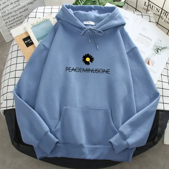 New Autumn And Winter Thin Daisy Hooded Sweater Women Light Blue - Shop at LoveMi
