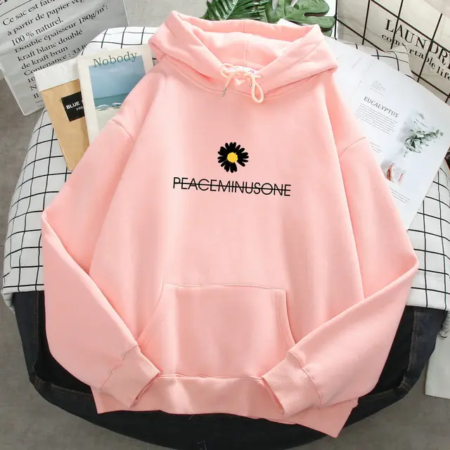 New Autumn And Winter Thin Daisy Hooded Sweater Women Pink - Shop at LoveMi