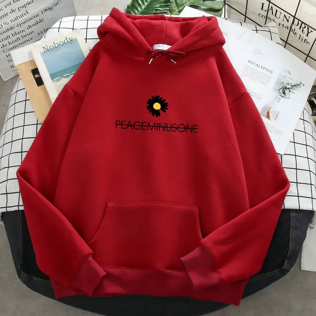 New Autumn And Winter Thin Daisy Hooded Sweater Women Red - Shop at LoveMi