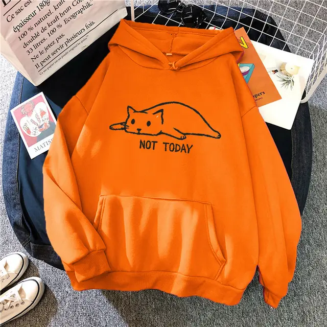 Spring And Autumn Thin Women's Hooded Sweater New Loose Orange - Shop at LoveMi