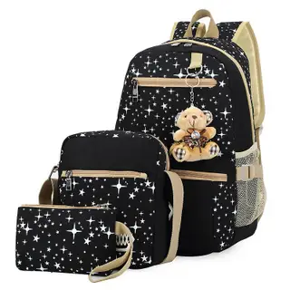 School Bags For Girls Women Backpack School Bags Star - Black