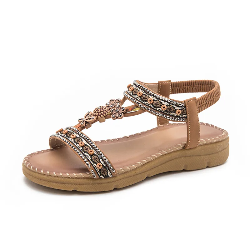 Women's Fashion Large Size Flat Toe Sandals Brown - Shop at LoveMi