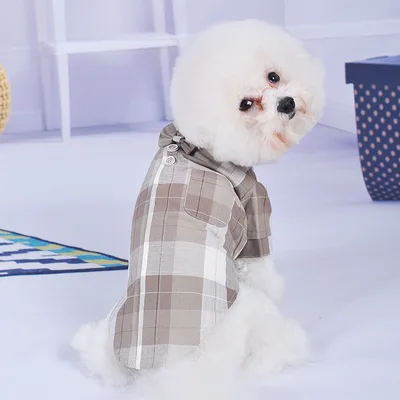 Pet Clothes Bow Tie Stand Collar Shirt Casual Wear Brown - Shop at LoveMi
