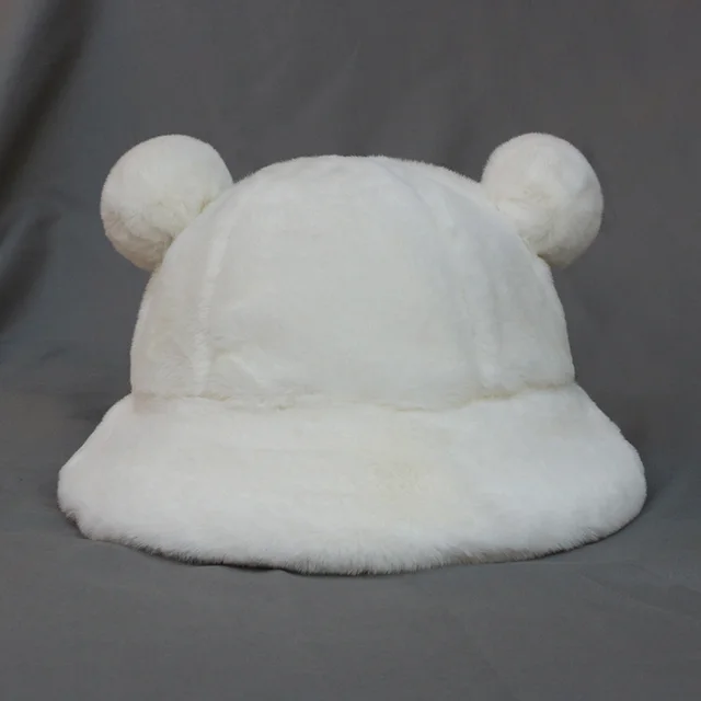 Plush Fisherman Hat, Leopard Fur Bucket, Protection Hat White - Shop at LoveMi