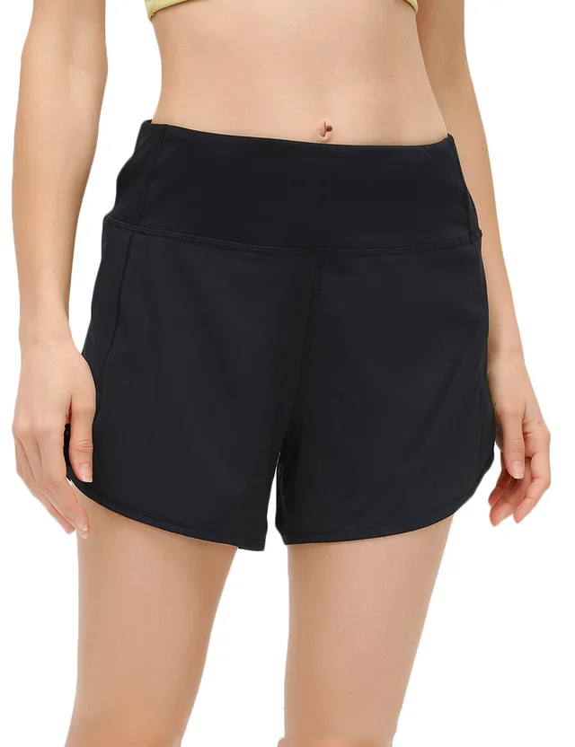 Shorts Back Waist Zipper Pocket Yoga Shorts With Bag Lightweight Black - Shop at LoveMi