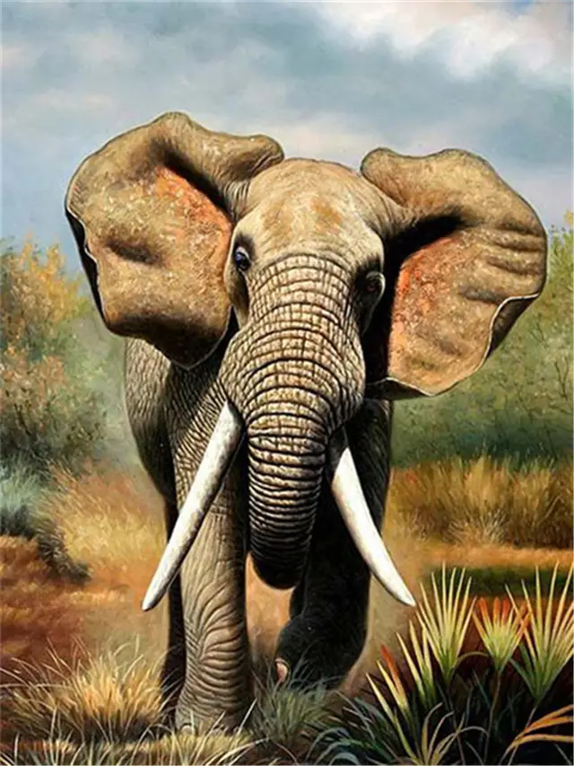 Elephant Theme Diamond Painting 5D Full Embroidered Beaded Animal Pattern - Shop at LoveMi