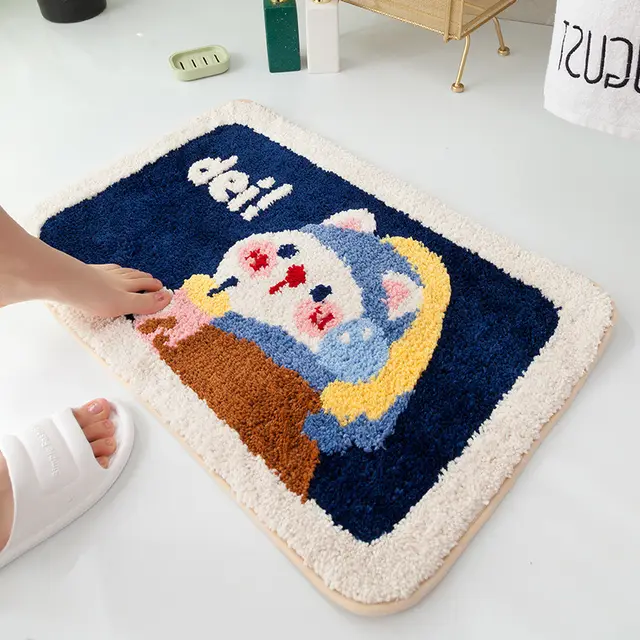 Floor Mat, Bathroom, Bedroom, Non slip Absorbent Foot Mat Blue - Shop at LoveMi