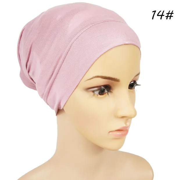 Monochrome Modal Cap Elastic Solid Color Mercerized Cotton Bandage Soft Ladies Multicolor Cap Pink - Shop at LoveMi