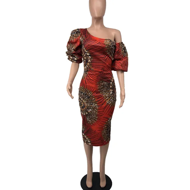 Sexy Lotus Leaf Lantern Sleeve African Dress Stylea - Shop at LoveMi