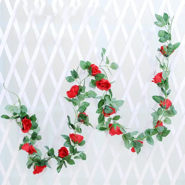 Ceiling Winding Artificial Flowers Home Decoration Flowers Wedding Flowers 16Red Flowers - Shop at LoveMi