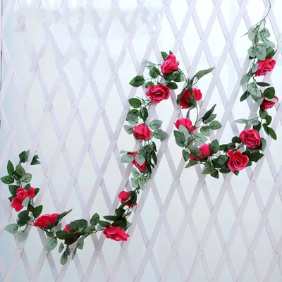 Ceiling Winding Artificial Flowers Home Decoration Flowers Wedding Flowers 16Rose Red Flowers - Shop at LoveMi