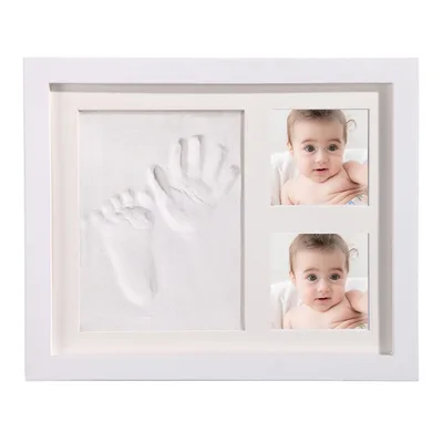 Wooden Wall mounted Set up Photo Frame Baby Hand And Foot Printing Mud Photo Frame White - Shop at LoveMi