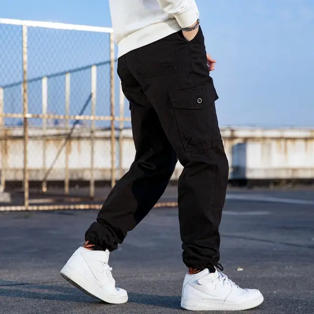 Men's Workwear Trousers Spring And Autumn Loose And Straight Black - Shop at LoveMi