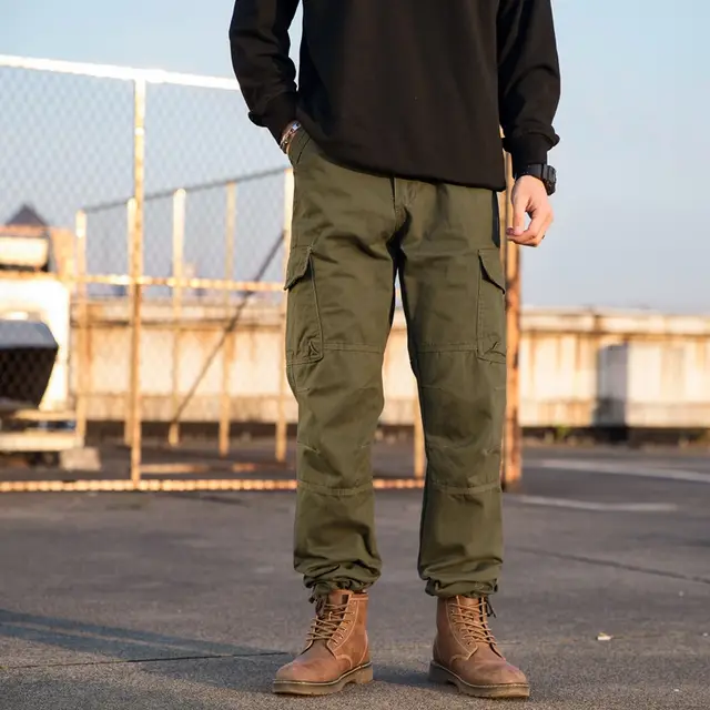 Men's Workwear Trousers Spring And Autumn Loose And Straight Green - Shop at LoveMi