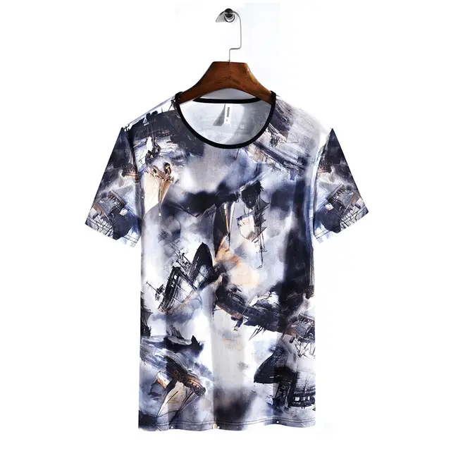 Camouflage Short sleeved T shirt Plus Size Loose And Comfortable Men's Clothing Sailing Boat - Shop at LoveMi