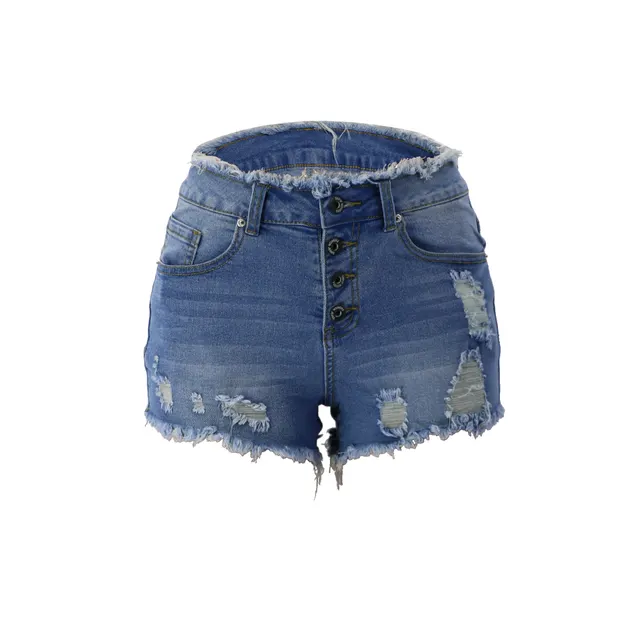 Women's Jeans With Buttons And Fringe Light Blue - Shop at LoveMi