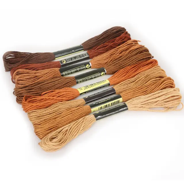 Threads Cross Stitch Floss Cotton 7.5 Meters Embroidery Thread Coffee - Shop at LoveMi