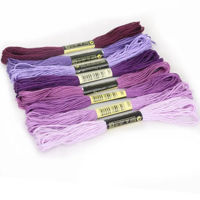 Threads Cross Stitch Floss Cotton 7.5 Meters Embroidery Thread Purple - Shop at LoveMi