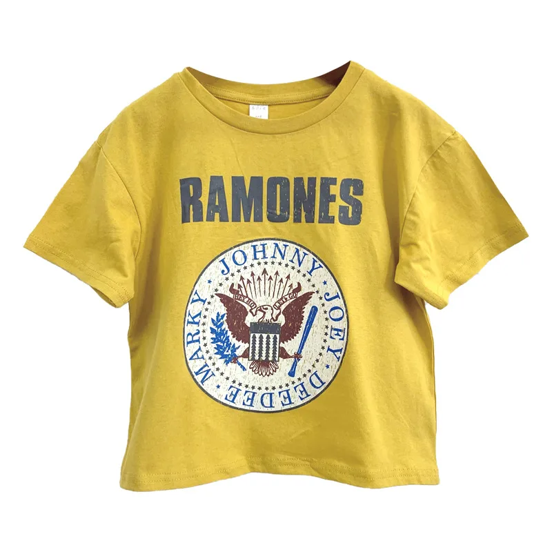 Children's Western style Solid Color Short sleeved T shirt Yellow - Shop at LoveMi