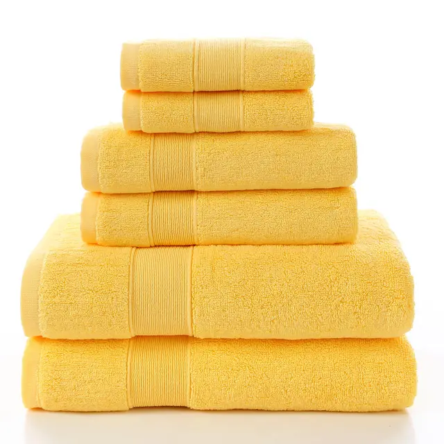 Luxury Cotton Bath Set Towels White Bathroom 2 Large Yellow - Shop at LoveMi