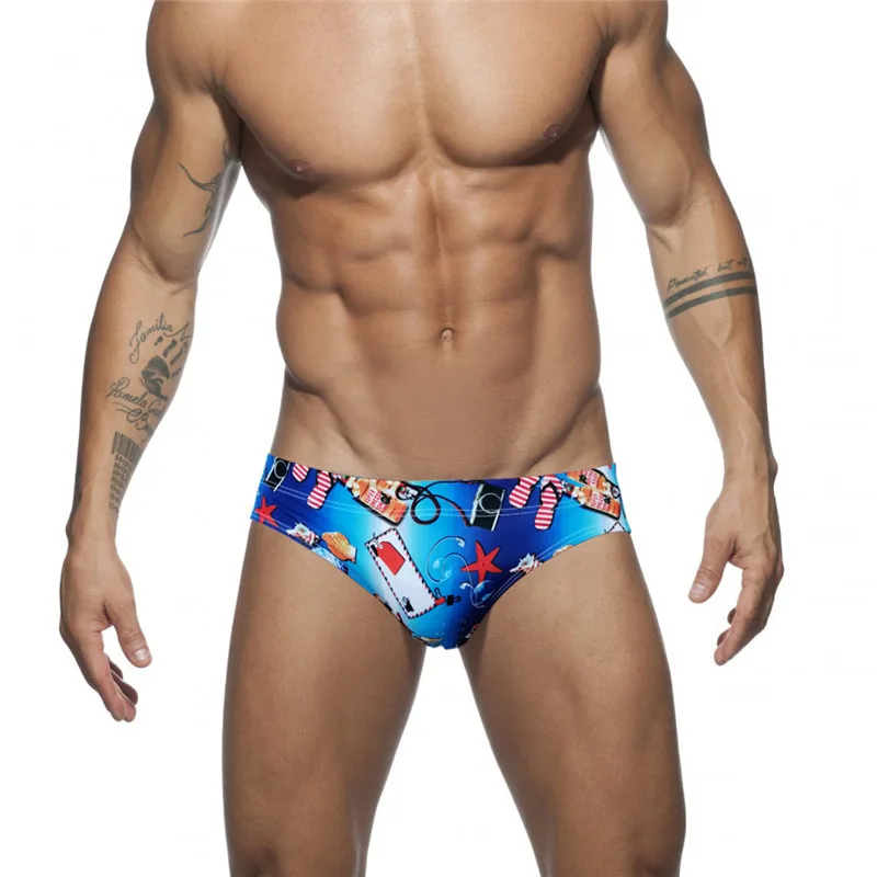 Men's Triangle Swimming Shorts Low Waist Anti-awkward Cup Swim Shorts - Starfish-L