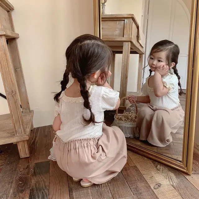 Korean Girls" Short Sleeve Summer New T shirt Lace Baby White - Shop at LoveMi
