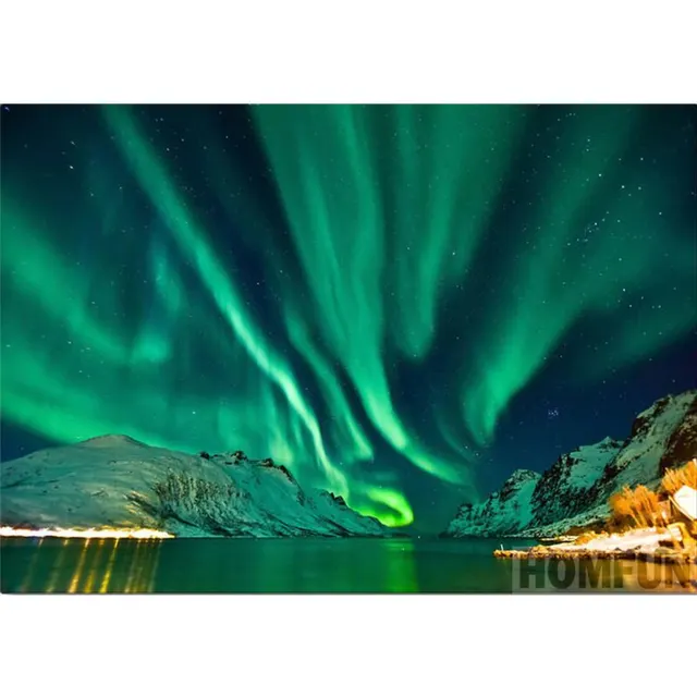 Aurora Landscape 3D Diamond Embroidery Cross Stitch Home Decoration Round Diamond 40X50Cm - Shop at LoveMi