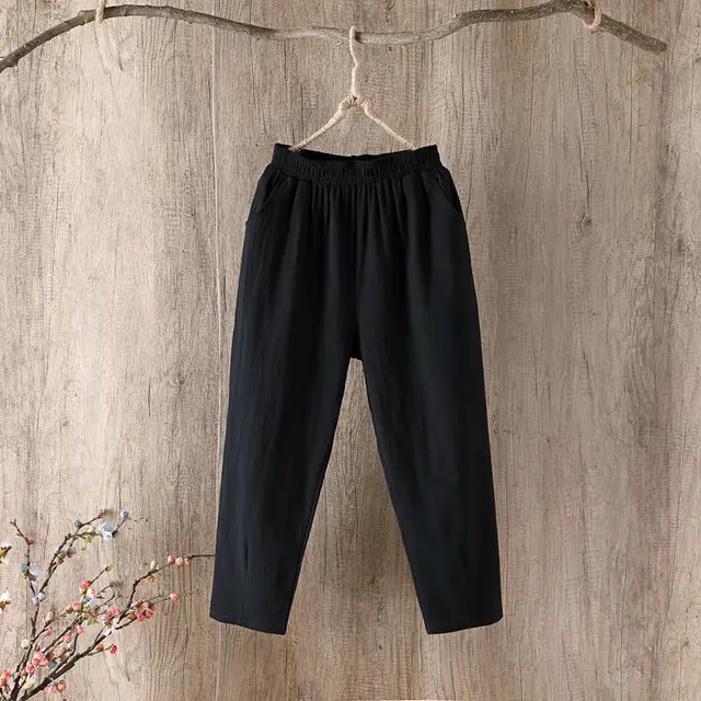 Cropped Pants Loose Harem Casual Pants Black - Shop at LoveMi