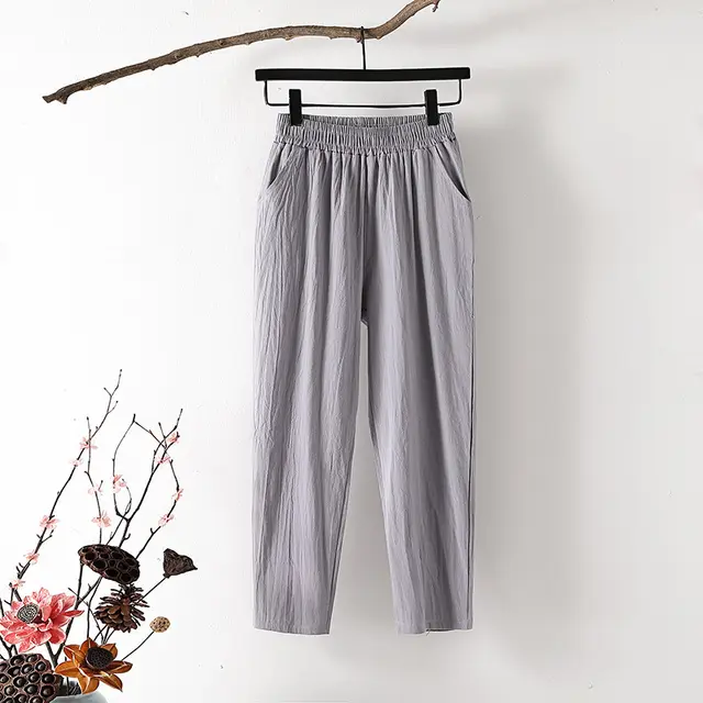 Cropped Pants Loose Harem Casual Pants Grey - Shop at LoveMi