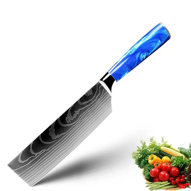 Household Chef Knife Knife Set With Light Blue Resin Handle 7Inch Kitchen Knife - Shop at LoveMi